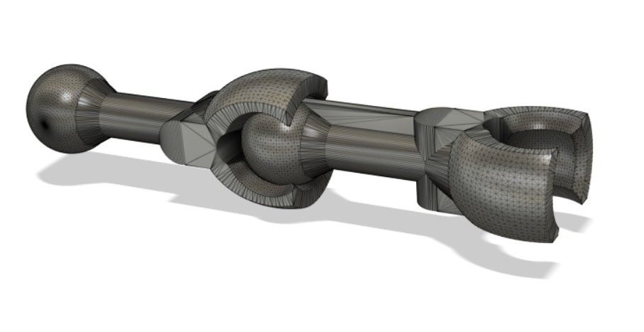 CAD model of a ball joint linkage