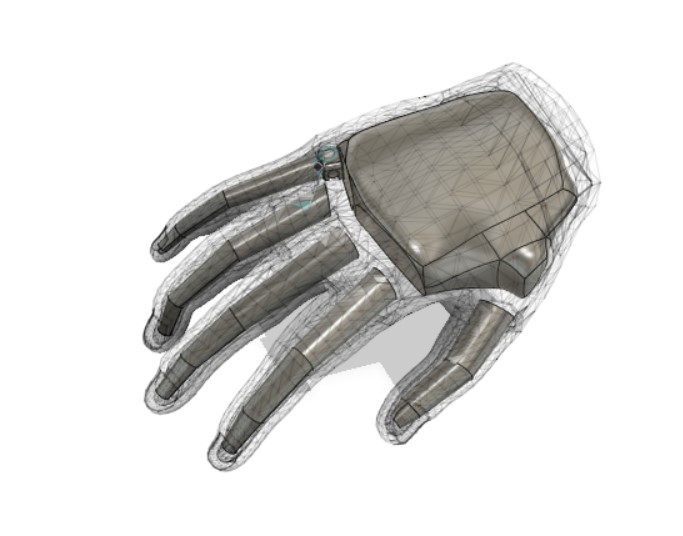 Glove mesh scan converted to a solid CAD model