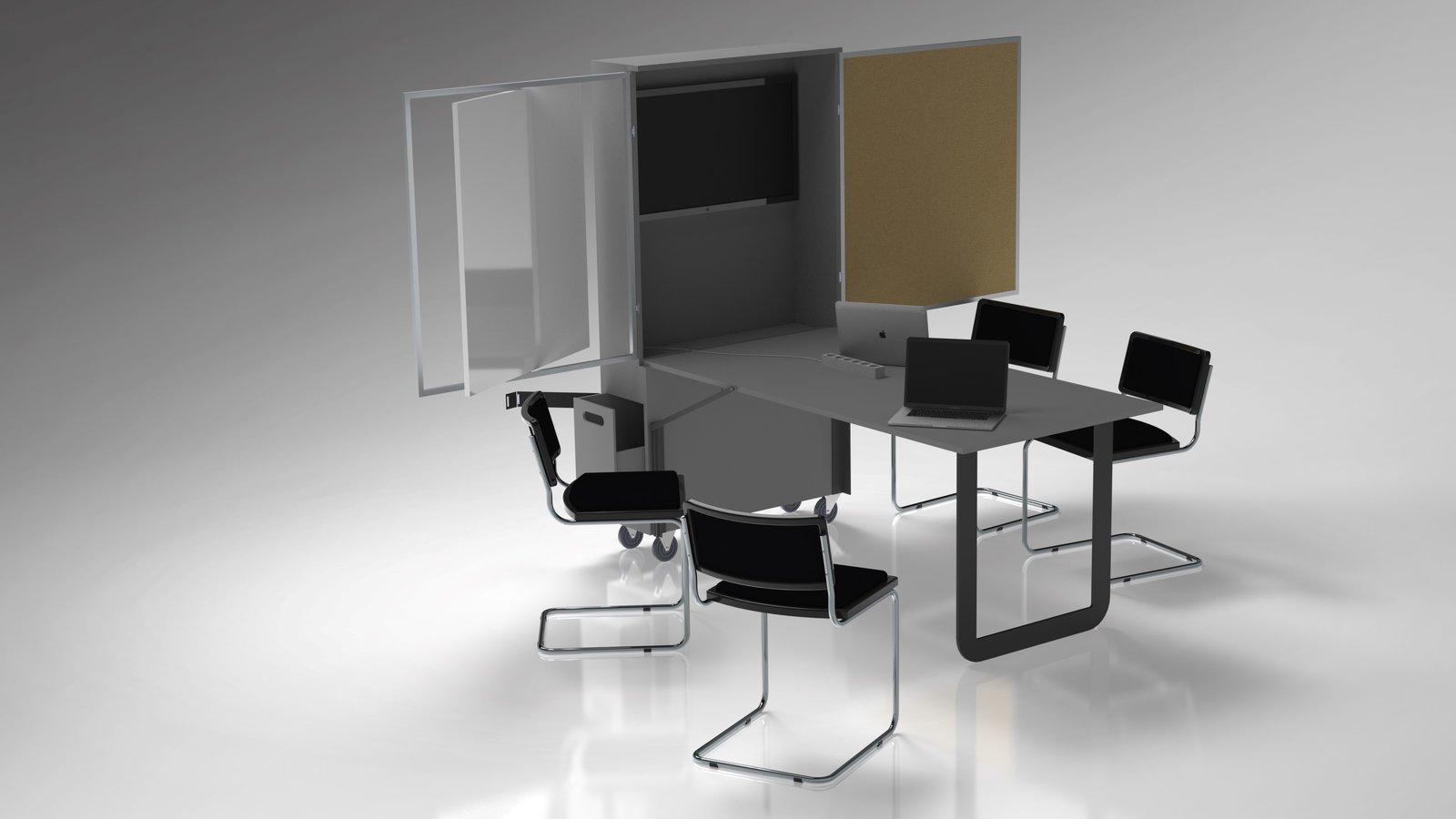 Folding meeting station concept render