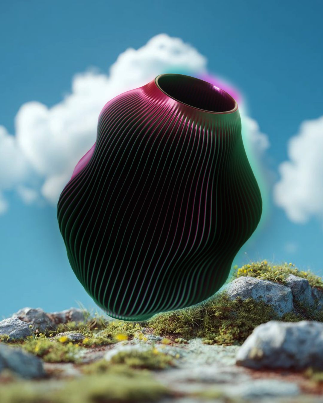 Iridescent generatively designed MOVA vase